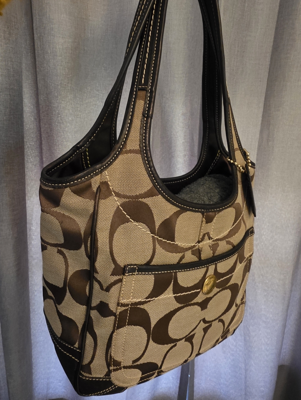 Authentic Coach Signature Canvas Tote Bag in Brown From JAPAN No Flaws Looks New - Picture 5 of 12